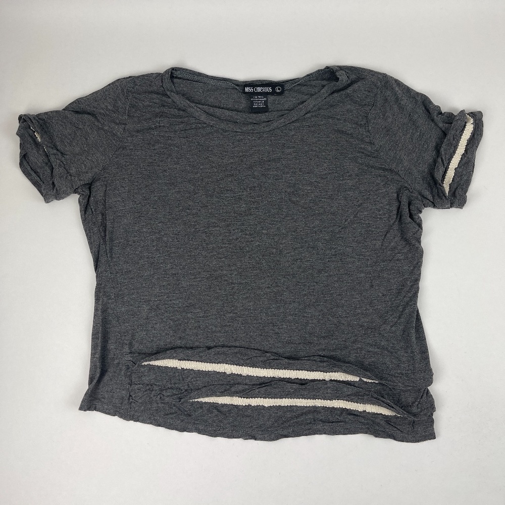 Miss Chievous Tshirt Girls Large Gray Ruffled